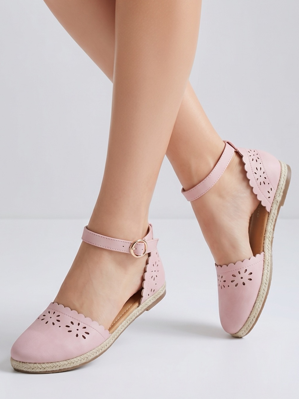 Andiamo‎ Nancy flat shoes espadrilles light pink blush size 7W Wide
